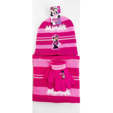 Disney Minnie sapka-körsál-kesztyű szett, 3 részes, egyméretű, Rózsaszín-Pink