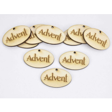 Disney Natúr fa -"Advent" ovál gravírozott tábla 2,5x4cm 10db/csomag