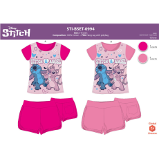 Disney Stitch pamut nyári együttes kislányoknak - póló-rövidnadrág szett - rózsaszín - 110