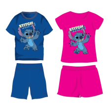  Disney Stitch pamut nyári együttes - póló-rövidnadrág szett - pink - 122 gyerek ruha szett