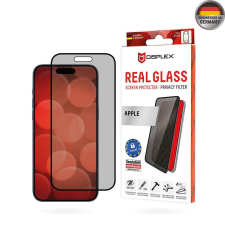 Displex Fólia iPhone 16-hoz - Displex Real Glass Privacy teljes borító - fekete mobiltelefon kellék