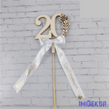  Díszes szám pálcán születésnapi szalaggal kb 9x37cm - 20 dekorációs kellék