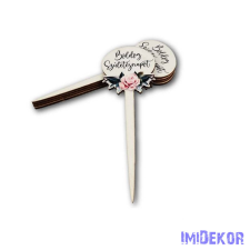 Díszes virágos beszúró 15x5 cm - Boldog születésnapot dekorációs kellék