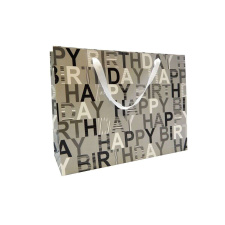 Dísztasak 36 x 27 cm "Happy Birthday design, ezüst" ajándéktasak