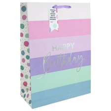 Dísztasak Clairefontaine/Eurowrap 33x45,5 cm csíkos rózsaszín HBD ajándéktasak
