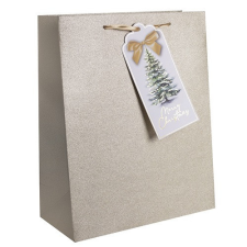 Dísztasak glitteres 18x23 cm arany kártyával ajándéktasak