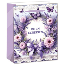 Dísztasak matt 11x14 cm levendulás Isten éltessen felirattal ajándéktasak