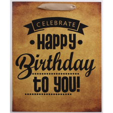  Dísztasak matt 26x32 cm barna Happy Birthday to you ajándéktasak