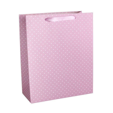  Dísztasak matt 26x32 cm rózsaszínű pöttyös ajándéktasak