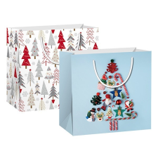 - Dísztasak Special S 14x14x6,5 cm karácsonyi színes fényes 2 mintával ajándéktasak
