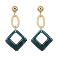  Divatos női fülbevaló, zöld négyzet fülbevaló