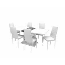 Divian Aurél asztal 140-es Fehér/Szürke + 6 db Geri szék Fehér bútor