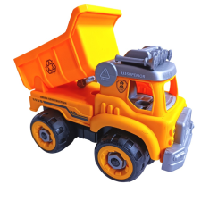 DIY Szerelhető sárga munkagép autópálya és játékautó