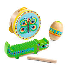Djeco Játékhangszer - Tamburin, maracas, guiro - Set of percussions: tambourine, maracas, guiro fajáték