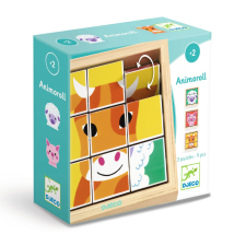 DJECO Kockakirakó - Állatkipörgető - Animoroll puzzle, kirakós