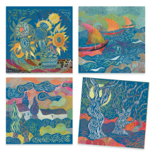 DJECO Kreatív készlet Van Gogh ihlette, dél felé karcolva, 4 lapos, Djeco kreatív és készségfejlesztő