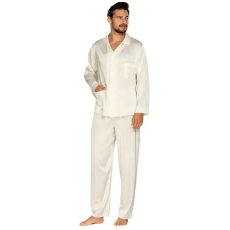 DKaren Lukas férfi szaténpizsama, fehér L