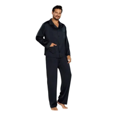 DKaren Lukas férfi szaténpizsama, fekete S férfi pizsama