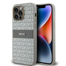 DKNY DKHCP14LPRTHSLE Leather Mono Stripe &amp; Metal Logo tok iPhone 14 Pro - bézs tok és táska
