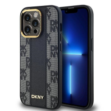 DKNY DKHMP14LPCPVSLK Leather Checkered Mono Pattern MagSafe-kompatibilis tok iPhone 14 Pro - fekete tok és táska
