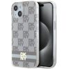 DKNY DKHMP14SHCPTSE IML Checkered Mono Pattern &amp; Printed Stripes MagSafe-kompatibilis tok iPhone 14 / 15 / 13 - bézs