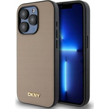 DKNY DKHMP15LPGHLME Grained Metal Logo Magsafe-Kompatibilis Tok iPhone 15 Pro - Bézs (DKHMP15LPGHLME) tok és táska