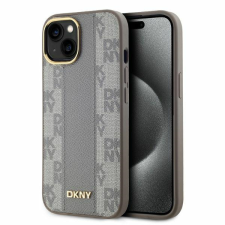 DKNY DKHMP15SPCPVSLE Leather Checkered Mono Pattern MagSafe keménytok iPhone 15 - bézs tok és táska