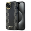 DKNY DKHMP15SPCPVSLK Leather Checkered Mono Pattern MagSafe-kompatibilis tok iPhone 15 / 14 / 13 - fekete