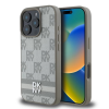 DKNY DKNY PU bőr Checkered Pattern and Stripe tok iPhone 16 Pro készülékhez bézs