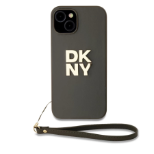 DKNY DKNY PU bőr Stack Logo csuklópántos tok iPhone 14 készülékhez barna tok és táska