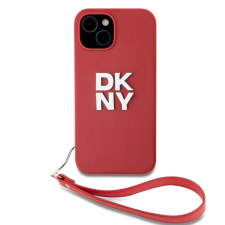 DKNY DKNY PU bőr Stack Logo csuklópántos tok iPhone 14 készülékhez piros tok és táska