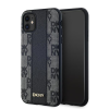 DKNY iPhone 11 / XR MagSafe Kockás keménykeretes bőr Telefon tok - Fekete (DKHMN61PCPVSLK)