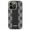 DKNY iPhone 13 / 14 / 15 MagSafe Kockás keménykeretes bőr Telefon tok - Fekete (DKHMP14SPCPVSLK)