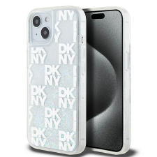 DKNY iPhone 13 / 14 / 15 multiLOGO Glitter műanyag Telefon tok - Fehér (DKHCP15SLCPEPT) tok és táska