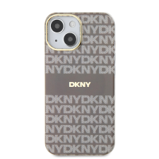 DKNY iPhone 14 MagSafe Mintás középcsíkkal PC TPU Telefon tok - Bézs (DKHMP14SHRHSEE) mobiltelefon kellék