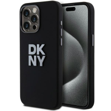 DKNY iPhone 15 Pro fém LOGO Keménykeretes szilikon Telefon tok - Fekete (DKHCP15LSMCBSK) tok és táska