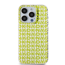 DKNY iPhone 15 Pro Ismétlődő mintás PC TPU Telefon tok - Sárga (DKHCP15LHOPECY) mobiltelefon kellék