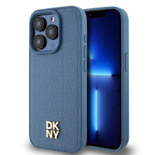 DKNY iPhone 15 Pro MagSafe Fém LOGO keménykeretes bőr Telefon tok - Kék tok és táska