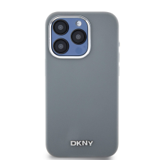 DKNY iPhone 15 Pro MagSafe Fém LOGO keménykeretes Szilikon Telefon tok - Szürke (DKHMP15LSMCHLG) tok és táska