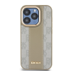 DKNY iPhone 15 Pro MagSafe kockás mintás PU Bőr Telefon tok - Bézs (DKHMP15LPCPVSLE)