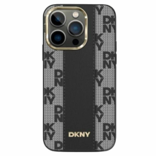 DKNY Leather Checkered Mono Pattern MagSafe-kompatibilis tok iPhone 13 Pro Max - fekete tok és táska