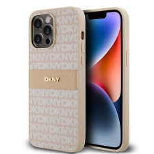 DKNY Leather Mono Stripe & Metal Logo tok iPhone 14 Pro Max - rózsaszín tok és táska