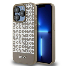 DKNY Leather Printed Pattern Metal Logo MagSafe-kompatibilis tok iPhone 15 Pro - barna tok és táska
