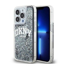 DKNY Liquid Glitter Arch Logo, iPhone 13 Pro, Fekete, Szilikon, Mobiltelefon tok tok és táska