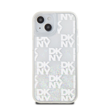 DKNY Liquid Glitter Checkered Pattern iPhone 15 hátlap tok, átlátszó tok és táska