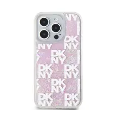  DKNY Liquid Glitter Checkered Pattern iPhone 15 Pro hátlap tok, rózsaszín tok és táska