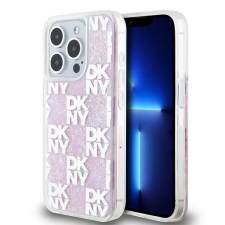 DKNY Liquid Glitter Multilogo tok iPhone 15 Pro - rózsaszín tok és táska