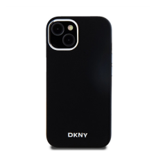 DKNY Liquid Silicone Silver Metal Logo Magsafe iPhone 15 hátlap tok, fekete (DKHMP15SSMCHLK) tok és táska