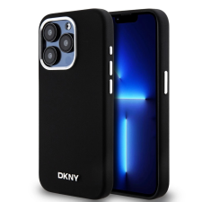 DKNY Liquid Silicone Silver Metal Logo MagSafe tok iPhone 15 Pro készülékhez fekete tok és táska