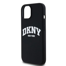 DKNY Liquid Silicone White Printed Logo MagSafe kompatibilis tok iPhone 11 / Xr - fekete tok és táska